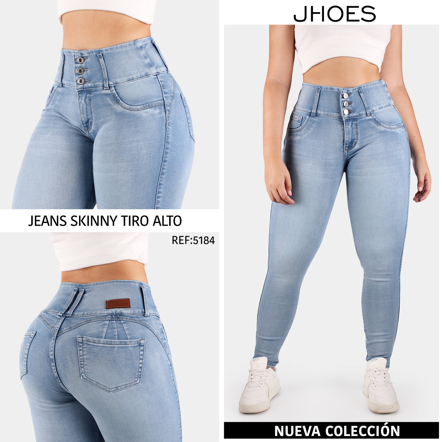 Jean Skinny, pretina ancha, strech Tiro alto, Ref 5184