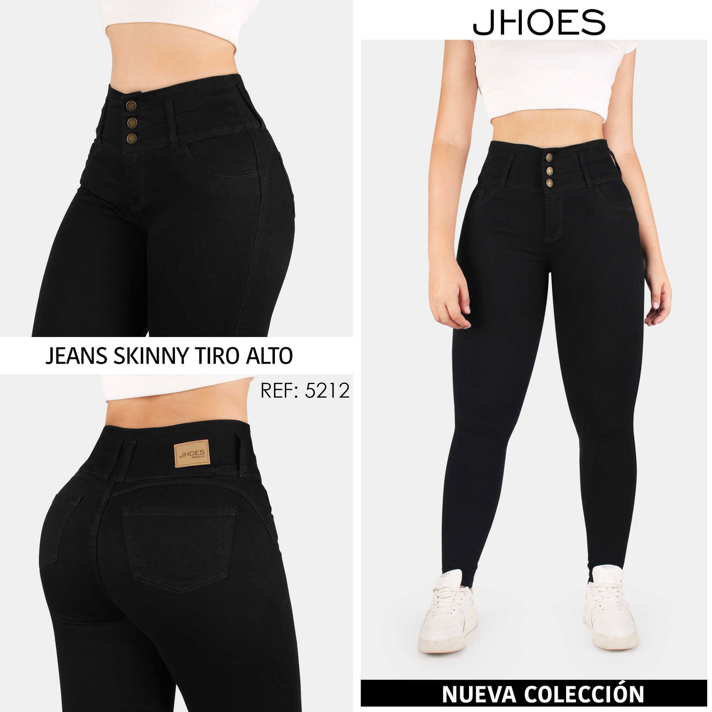 Jean Skinny, pretina acha, strech Tiro alto, Ref 5212