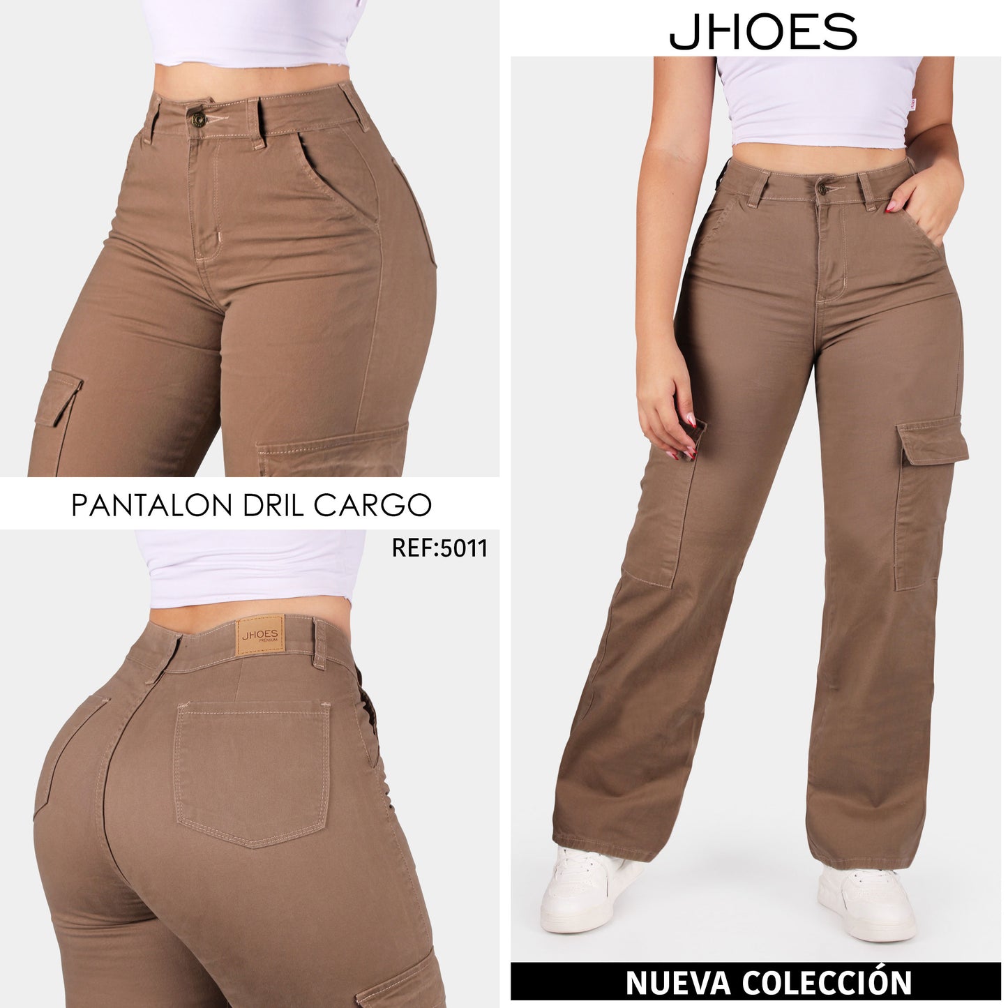 Pantalon Drill Cargo Bota Recta, Ref 5011