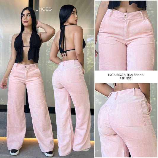 Pantalon Palazzo, tela pana, Tiro alto, Ref 5321
