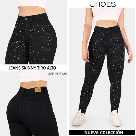 Jean Skinny, con brillos, strech Tiro alto, Ref PD5138